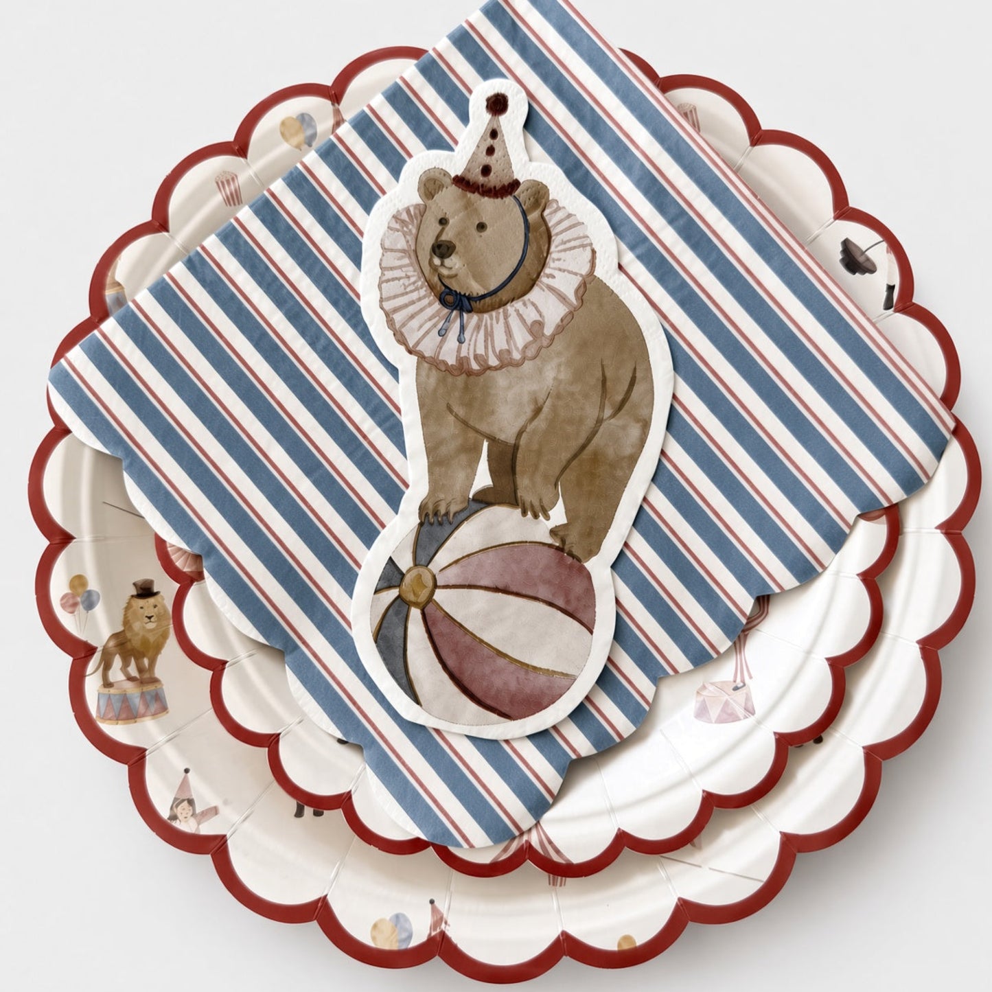 Circus Theme Striped Scalloped Napkin