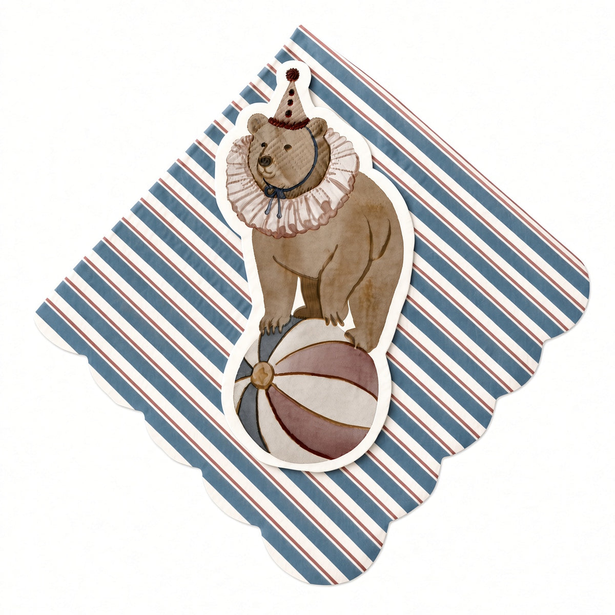 Circus Theme Striped Scalloped Napkin