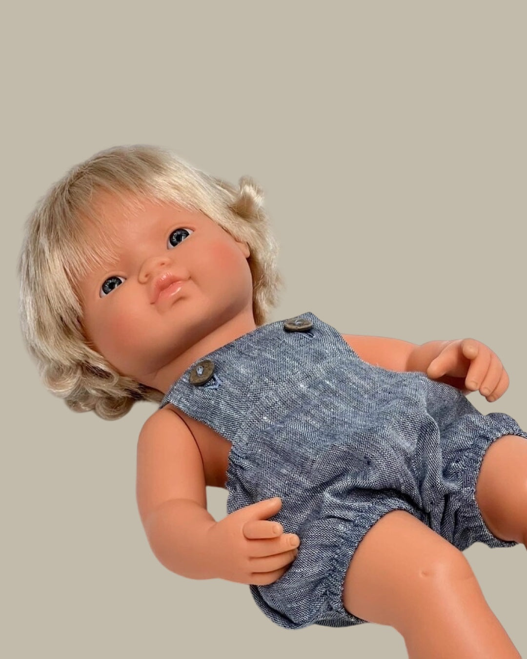 Blue Linen Doll Romper