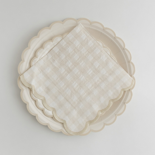 Birthday Bear Scalloped Gingham Napkin