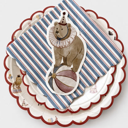 Circus Theme Striped Scalloped Napkin