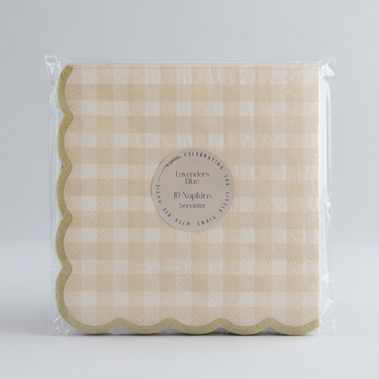 Birthday Bear Scalloped Gingham Napkin