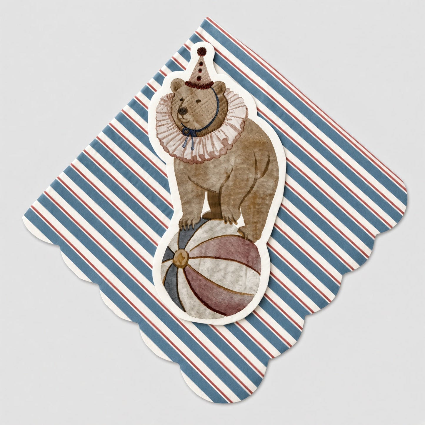 Circus Theme Striped Scalloped Napkin