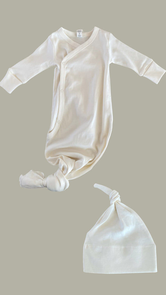 Organic Newborn Indy Kimono Gown - Ivory