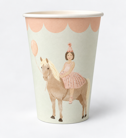 Birthday Girl on Horse Cups (8 cups)