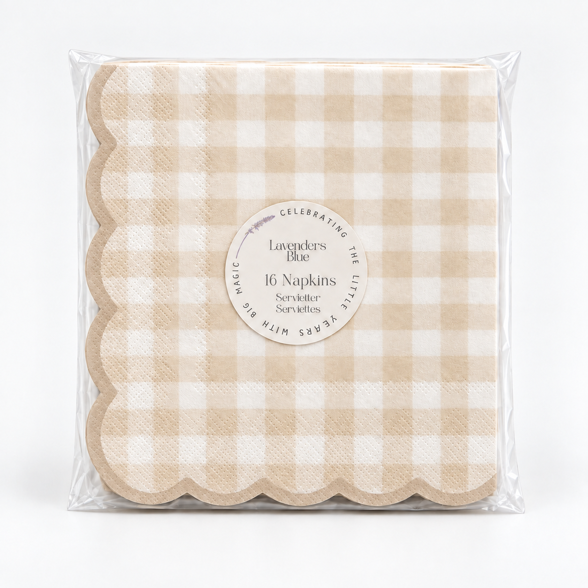 Birthday Bear Scalloped Gingham Napkin