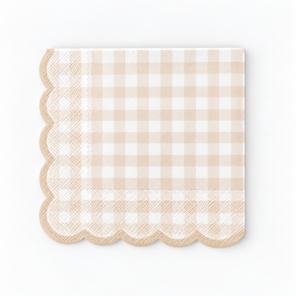 Birthday Bear Scalloped Gingham Napkin