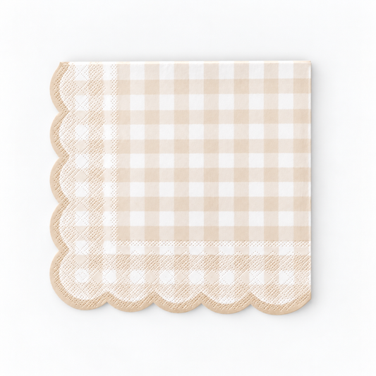 Birthday Bear Scalloped Gingham Napkin