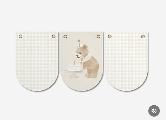 Birthday Bear Full Party Deluxe Bundle-Complete Tableware+Decor for 8 guests