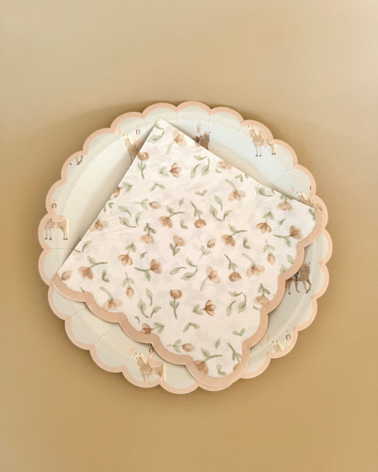 Scalloped Floral Dessert Napkins