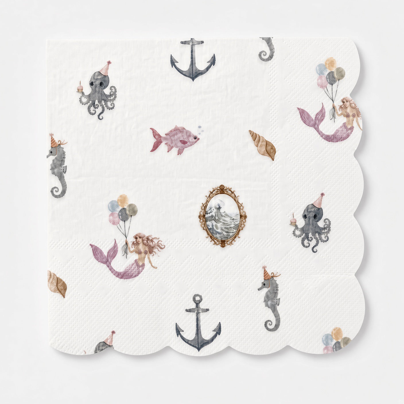 Sailboat Theme Scalloped Napkin (pack of 16)