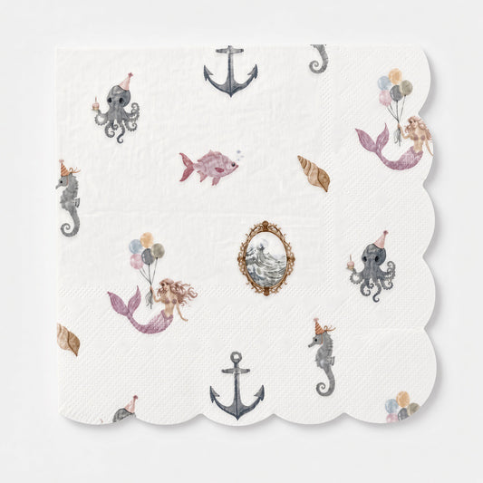 Sailboat Theme Scalloped Napkin (pack of 16)