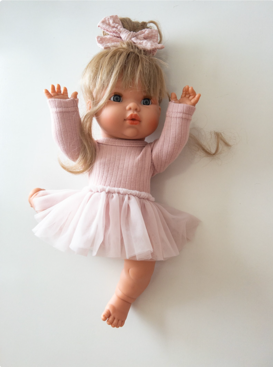 Doll Mauve Pink Bodysuit Tutu Set (3 piece)