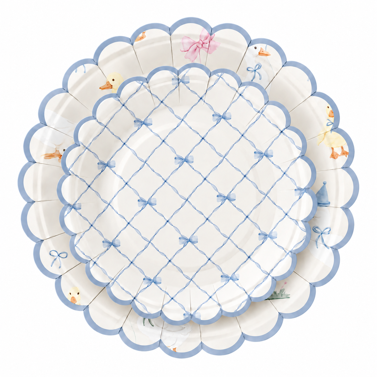 Birthday Duck Dessert Plate (Heavenly Blue Bow)