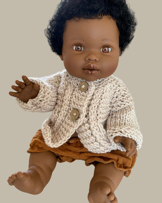 Knitted Doll Cardigan (Greige)
