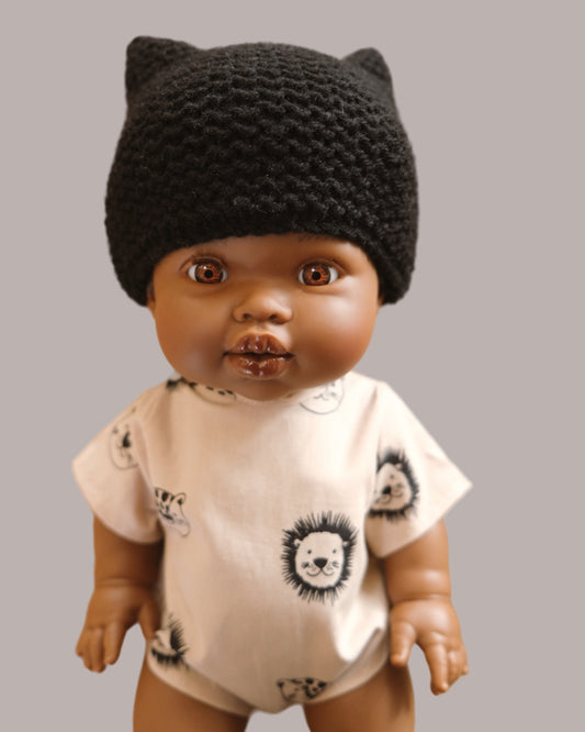 Black Knitted Doll Cat Hat