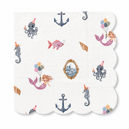 Sailboat Theme Scalloped Napkin (pack of 16)