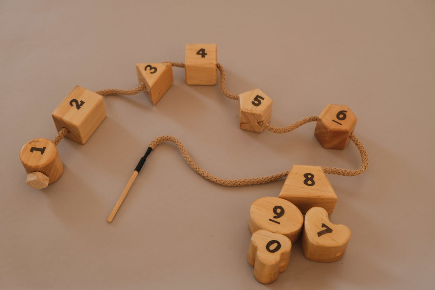 Wooden Lacing Toys with Numbers and Geometry Shapes